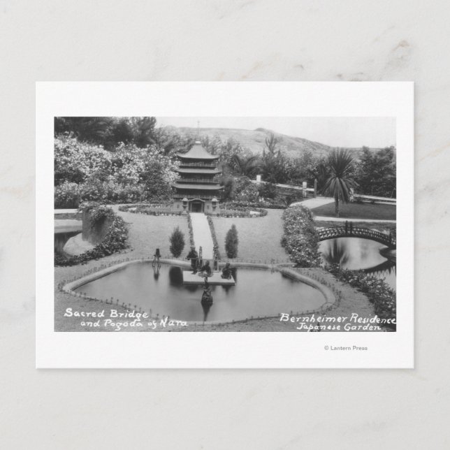 Carte Postale Hollywood, CA Bernheimer Maison en Jardin Japonais (Devant)