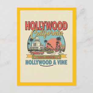 Carte Postale Hollywood, CA – Hollywood et Vine Rétro