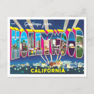 Carte postale Hollywood, Californie Vintage Big Le
