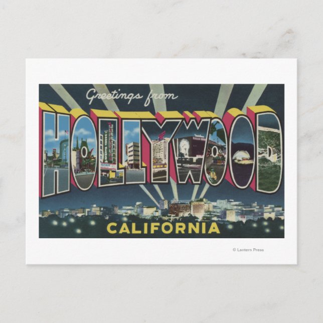 Carte Postale Hollywood, CalifornieScènes de grandes lettres (Devant)