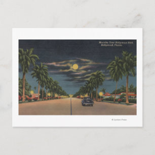 Carte Postale Hollywood, FL - Lune vue sur Hollywood