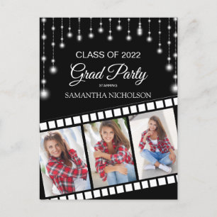 Carte Postale Hollywood Reel 3 Photo Black Silver Graduation