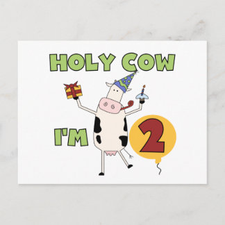 Carte Postale Holy Cow I'm 2 Anniversaire T-shirts et cadeaux