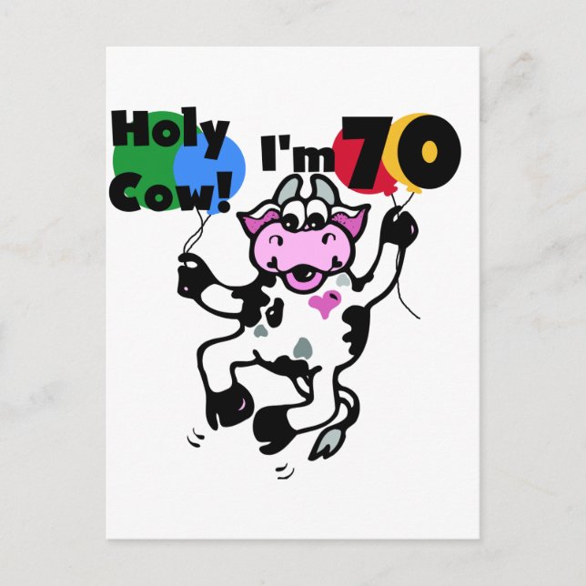 Carte Postale Holy Cow I'm 70 Tshirts and Gifts (Devant)