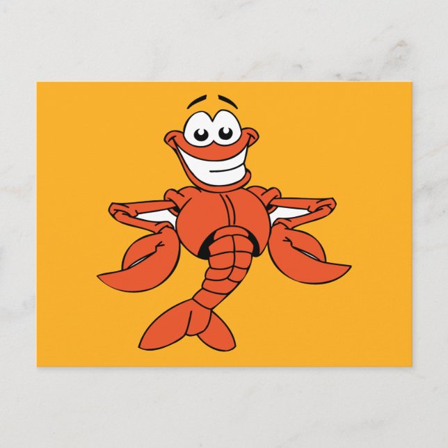 Carte Postale HOMARD DE DESSIN ANIMÉ ORANGE DRÔLE souriant heure (Devant)