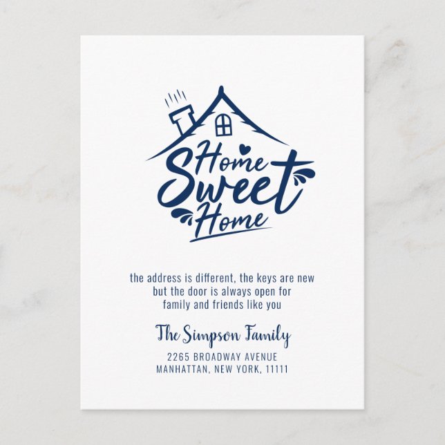 Carte Postale Home Sweet Home Moving Faire-part (Devant)