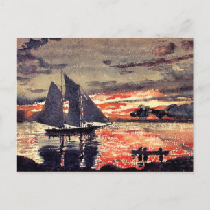 Carte Postale Homer - Feux de coucher de soleil, peinture d'aqua