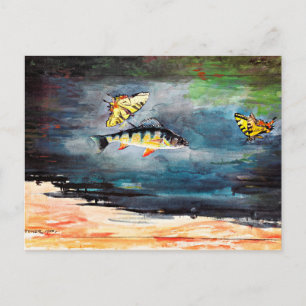Carte Postale Homer - Poisson et papillons, célèbre peinture