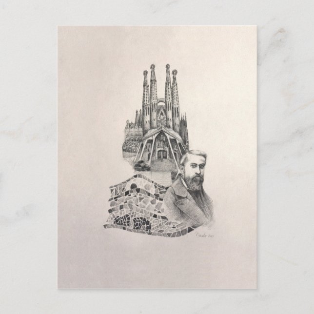 Carte Postale "Hommage à Gaudi " (Devant)