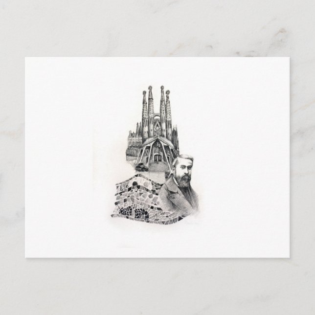 Carte Postale Hommage à Gaudi. (Devant)
