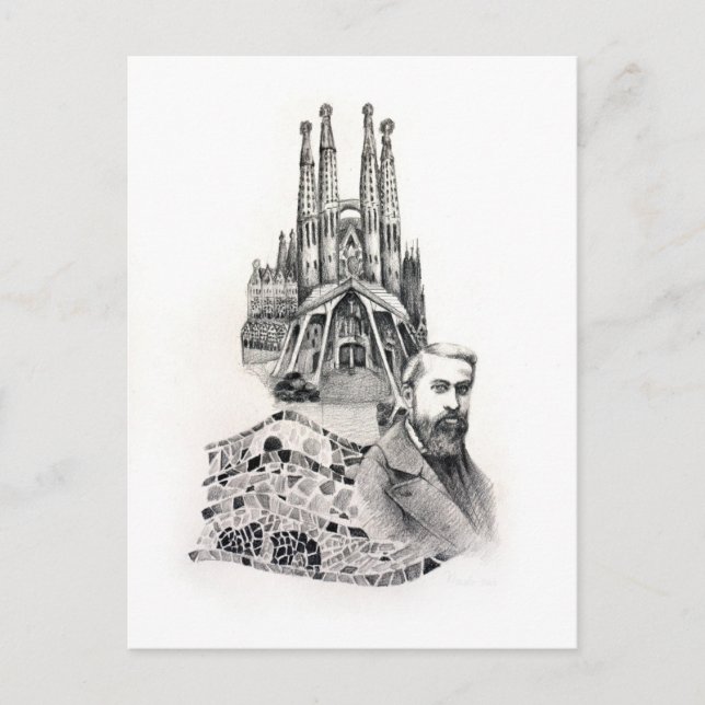 Carte Postale Hommage à Gaudi. (Devant)