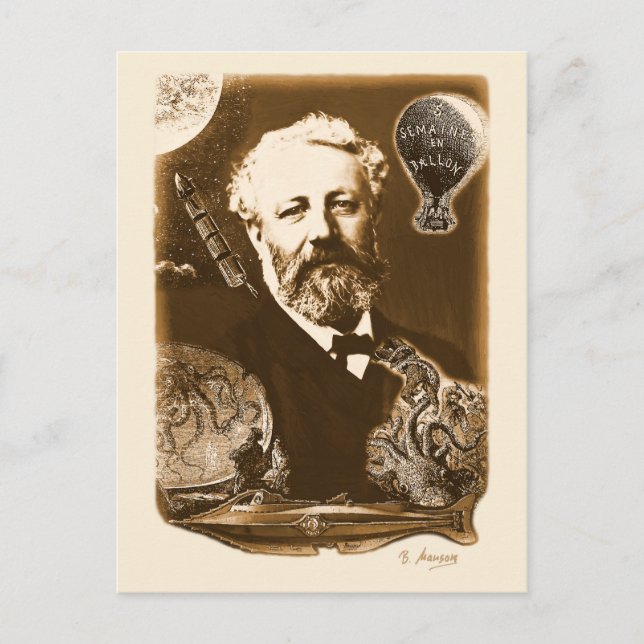 Carte Postale Hommage à Jules Verne (Devant)