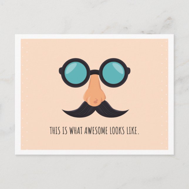 Carte Postale Homme amusant rose avec des lunettes (Devant)