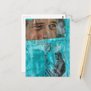 Carte Postale Homme au travail vintage et globes oculaires sur f