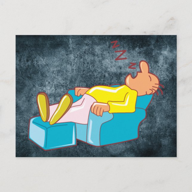 Carte Postale Homme Cartographié Dormir Dans Le Salon Chaise ZZZ (Devant)