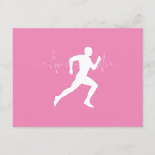 Carte Postale Homme coureurs Silhouette sur Arrière - plan rose
