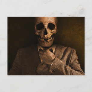Carte Postale Homme crânien effrayant en costume