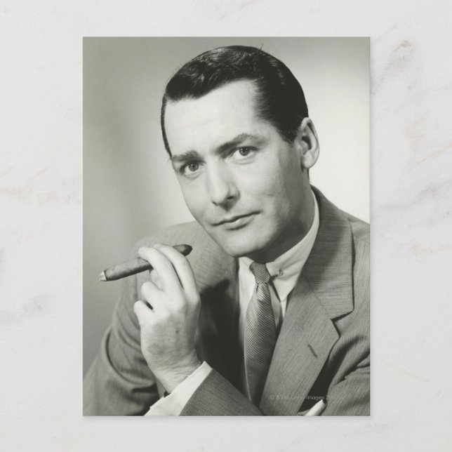 Carte Postale Homme d'affaires Fumer le cigare (Devant)