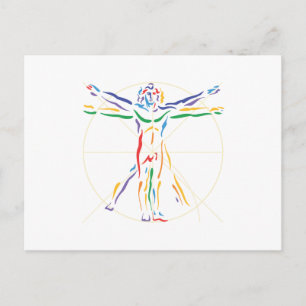 Carte Postale Homme d'anatomie DaVinci dans les couleurs de Chak
