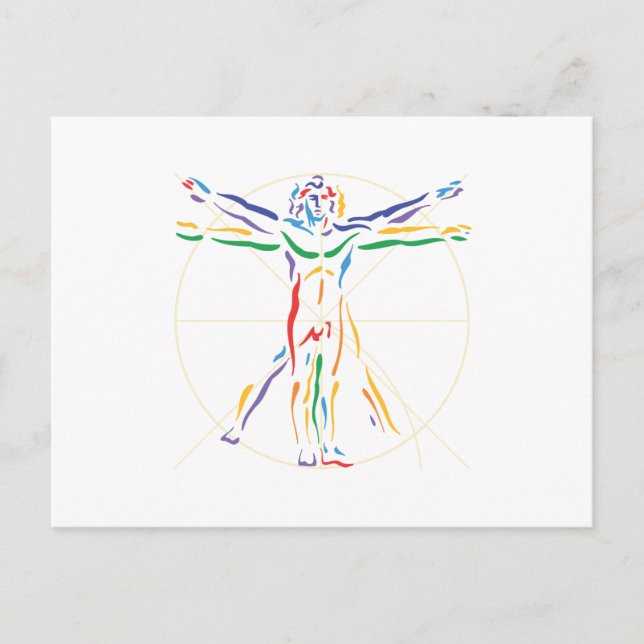 Carte Postale Homme d'anatomie DaVinci dans les couleurs de Chak (Devant)