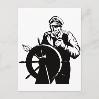Carte Postale Homme de barre de marin de capitaine de marine de