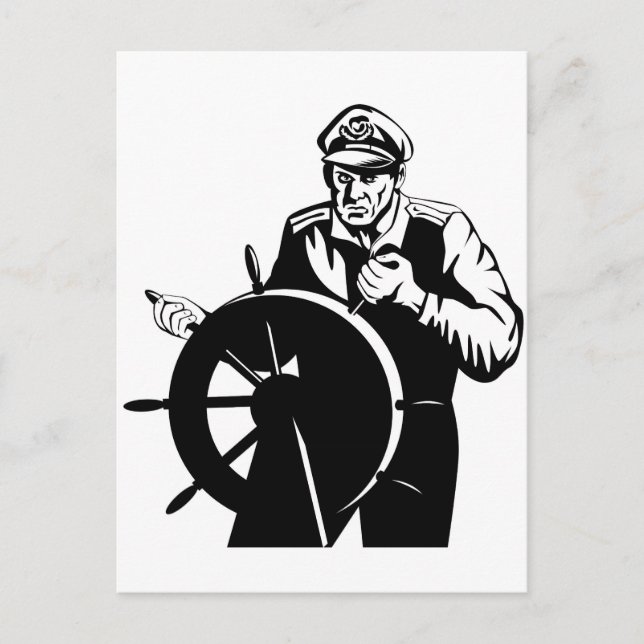 Carte Postale Homme de barre de marin de capitaine de marine de (Devant)