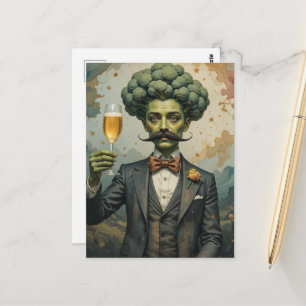 Carte Postale Homme de Brocoli Idiot Faisant un Toast