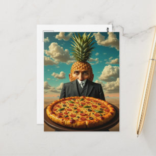 Carte Postale Homme de pizza surréaliste à l'ananas