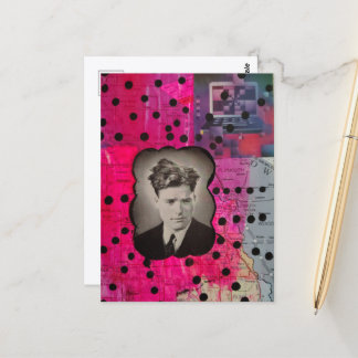 Carte Postale Homme drôle avec un mauvais collage de cheveux