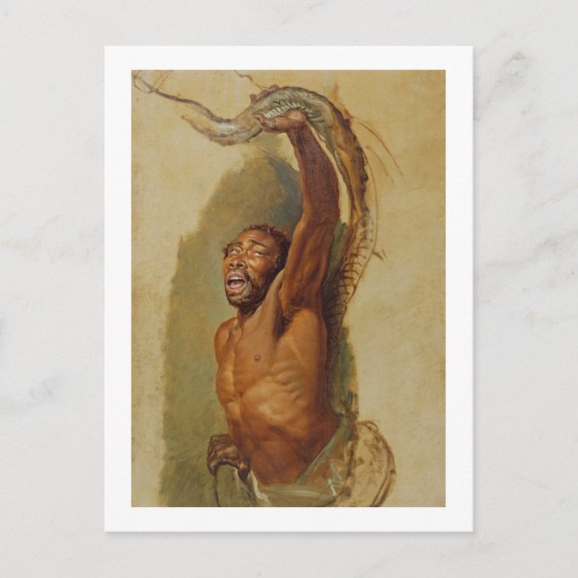 Carte Postale Homme en difficulté avec un limiteur de boa, étude (Devant)
