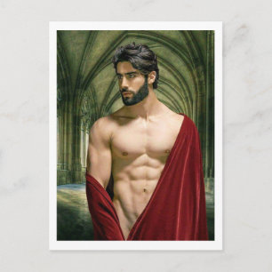 Carte Postale Homme en robe rouge  