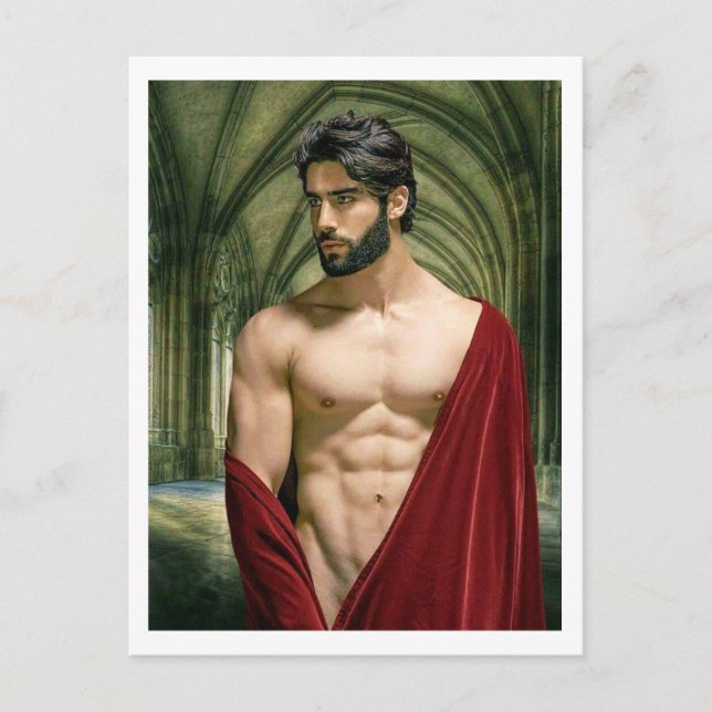 Carte Postale Homme en robe rouge   (Devant)