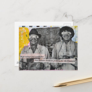 Carte Postale Homme et femme rétro en collage de lunettes 3D