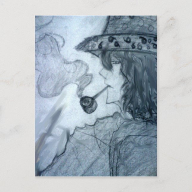Carte Postale homme fumer pipe manga anime (Devant)