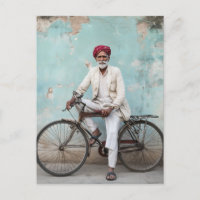 Homme indien âgé traditionnel Vélo Vintage