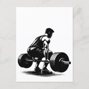 Carte Postale homme lever poids corps constructeur art illustrat