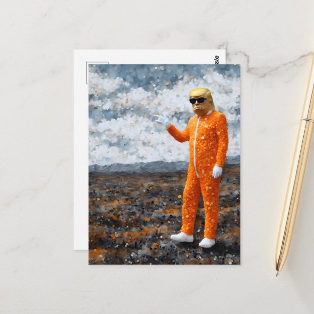 Carte Postale Homme Orange Trump (Devant/Arrière en situation)