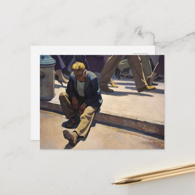 Carte Postale Homme oublié par Maynard Dixon (Devant/Arrière en situation)