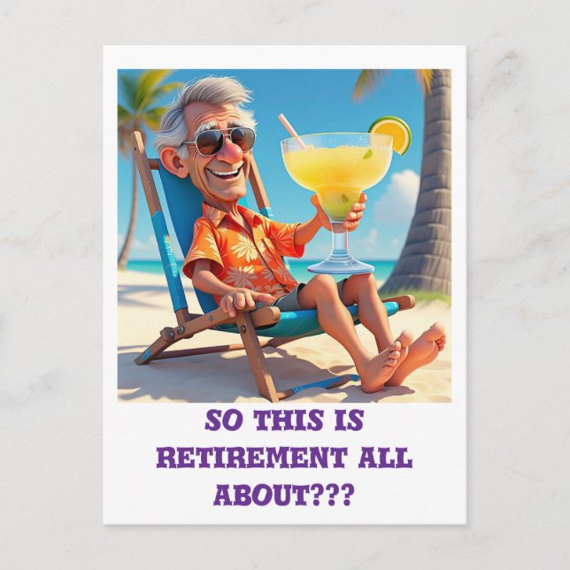 CARTE POSTALE " HOMME RETIRÉ À LA PLAGE " (Devant)