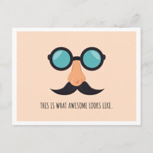 Carte Postale Homme Rose Amusant avec Lunettes