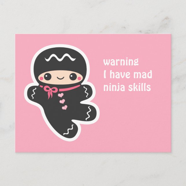 Carte Postale Homme rose Ninjabread (Devant)