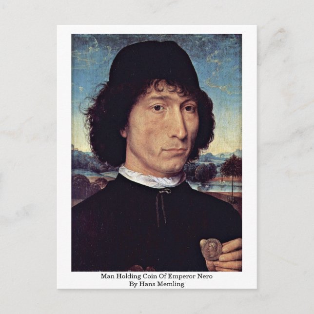 Carte Postale Homme Tenant La Pièce De L'Empereur Nero Par Hans  (Devant)