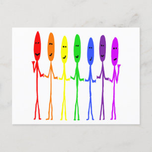 Carte Postale Hommes Bâtons Arc-en-Ciel