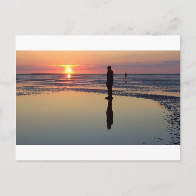 Carte Postale Hommes de fer au coucher du soleil, Crosby, Liverp (Devant)