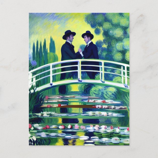 Carte postale Hommes en amour style Monet (Devant)