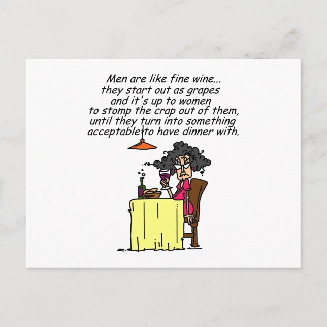 Carte Postale Hommes et FIne Humour de vin (Devant)