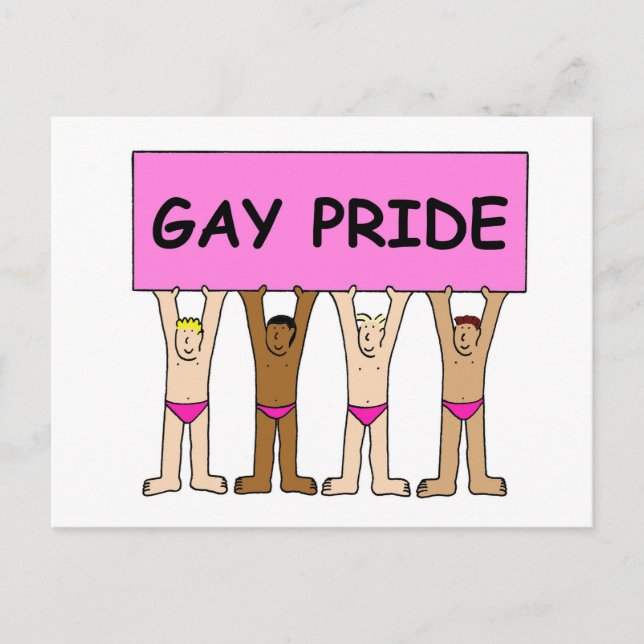 Carte Postale Hommes gay pride en sous-vêtements roses (Devant)