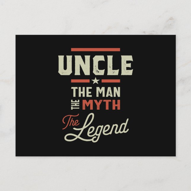 Carte Postale Hommes Oncle L'Homme Le Mythe La Légende Cadeau (Devant)