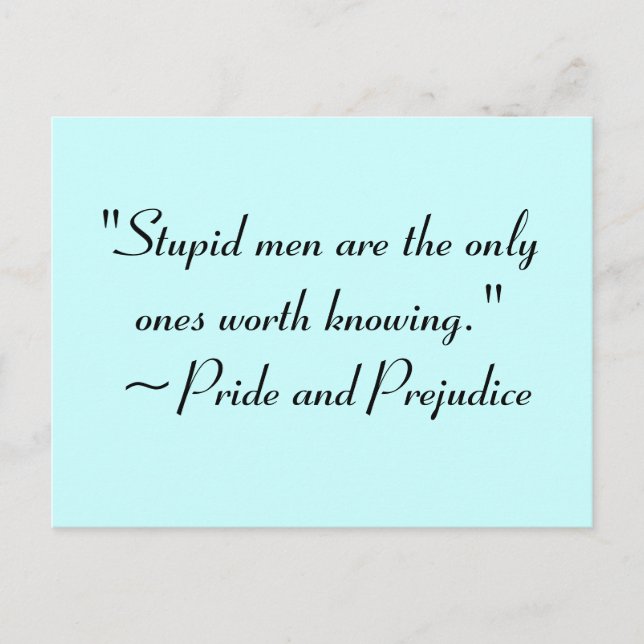 Carte Postale Hommes Stupides À Connaître Jane Austen Citation (Devant)