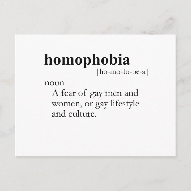 Carte Postale HOMOPHOBIQUE (définition) (Devant)